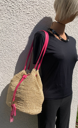 Stroh bucket bag beutel - stroh,